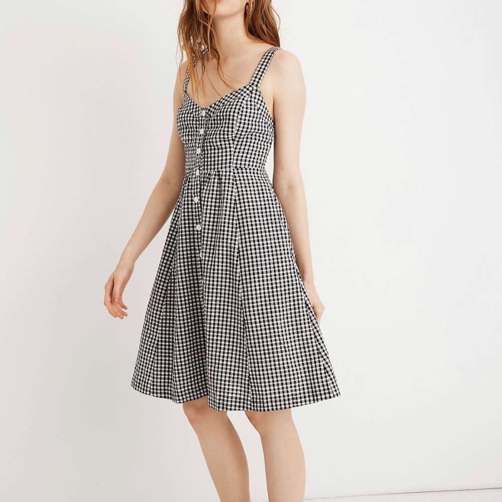 Madewell Smocked-Back Dress in Gingham